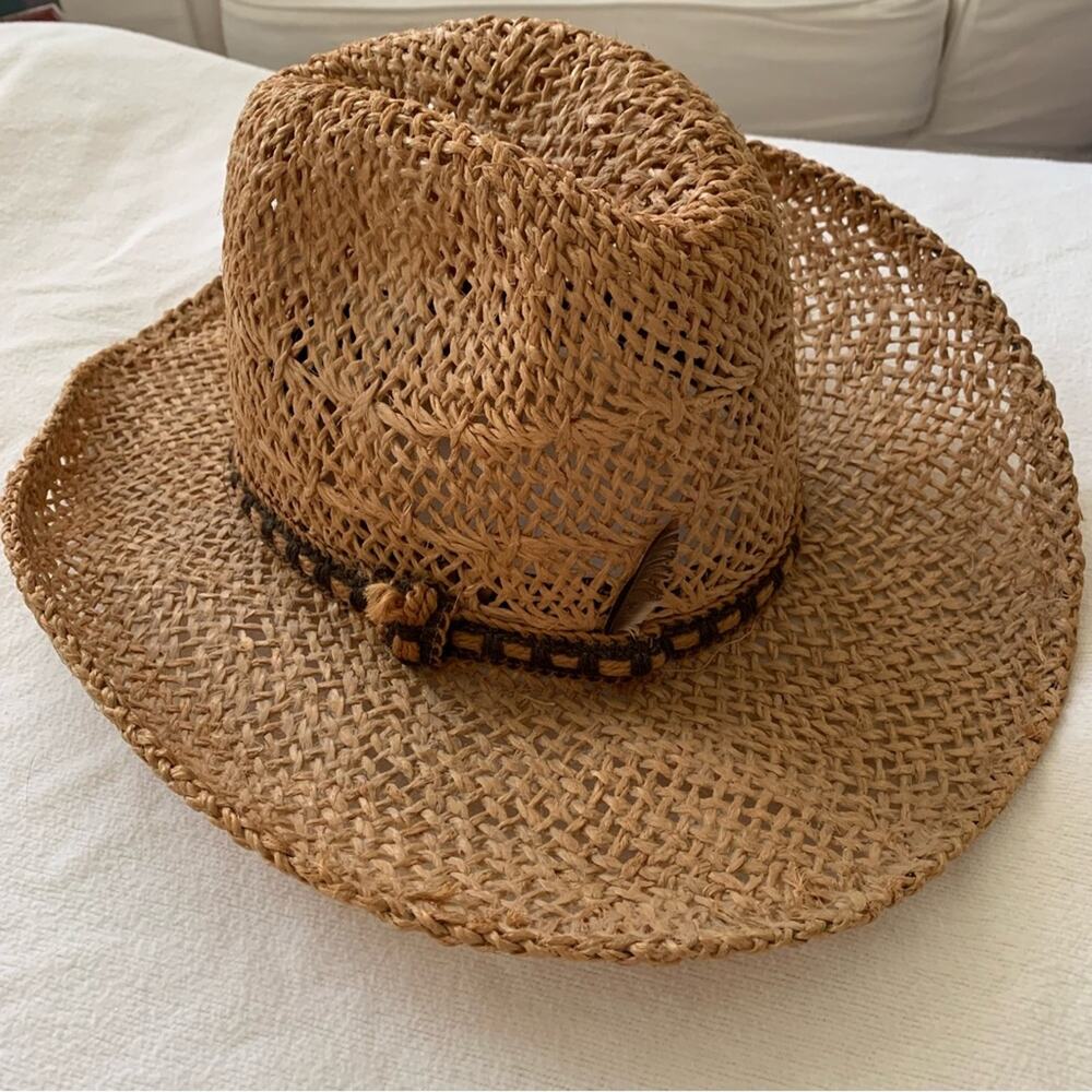 American Hat Co. Tumble Weave Straw High Crown Cowboy Hat  7 3/8" Texas Hold Em